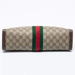 Pre Owned Gucci Beige/Brown GG Supreme Canvas And Leather Medium Ophidia Shoulder Bag