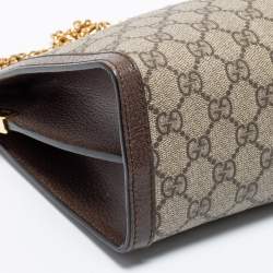 Pre Owned Gucci Beige/Brown GG Supreme Canvas And Leather Medium Ophidia Shoulder Bag