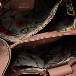 Pre Owned Gucci Old Rose Leather Bamboo Handle Tote