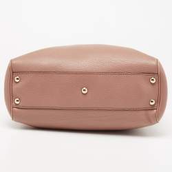 Pre Owned Gucci Old Rose Leather Bamboo Handle Tote