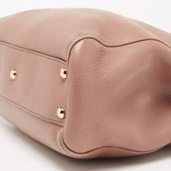 Pre Owned Gucci Old Rose Leather Bamboo Handle Tote