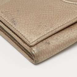 Pre Owned Gucci Metallic Beige Leather Soho Flap Continental Wallet