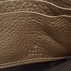 Pre Owned Gucci Metallic Beige Leather Soho Flap Continental Wallet