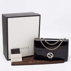 Pre Owned Gucci Black Leather GG Interlocking Shoulder Bag