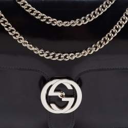 Pre Owned Gucci Black Leather GG Interlocking Shoulder Bag