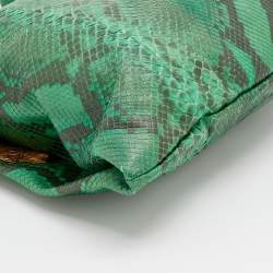 Pre Owned حقيبة كتف غوتشي جلد ثعبان خضراء 