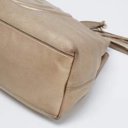 Pre Owned Gucci Light Gold Leather Medium Soho Chain Tote