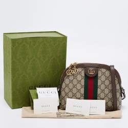 Pre Owned Gucci Beige/Brown GG Supreme Canvas And Leather Ophidia Shoulder Bag
