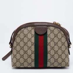 Pre Owned Gucci Beige/Brown GG Supreme Canvas And Leather Ophidia Shoulder Bag