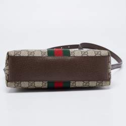 Pre Owned Gucci Beige/Brown GG Supreme Canvas And Leather Ophidia Shoulder Bag