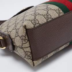 Pre Owned Gucci Beige/Brown GG Supreme Canvas And Leather Ophidia Shoulder Bag