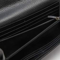 Pre Owned محفظة كونتيننتال غوتشي فراشة فارفالا جلد سوداء 