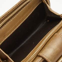 Gucci Metallic Beige Guccissima Leather Abbey D Ring Compact Wallet