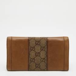 Gucci Tan/Beige GG Canvas and Leather Flap Continental Wallet