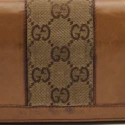 Gucci Tan/Beige GG Canvas and Leather Flap Continental Wallet