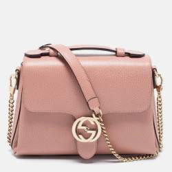 Gucci GG Interlocking Dollar Shoulder Bag in Soft Pink Leather - Medium