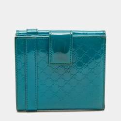 Gucci Turquoise Microguccisima Patent Leather Compact Wallet
