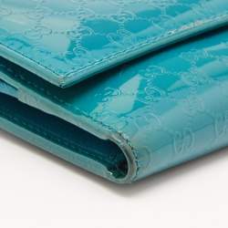 Gucci Turquoise Microguccisima Patent Leather Compact Wallet