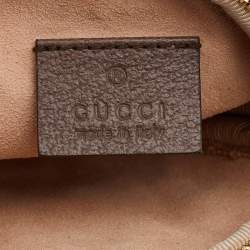 Pre Owned حافظة عملات معدنية مستديرة غوتشي أوفيديا جلد وكانفاس سوبريم جي جي بيج / بني 