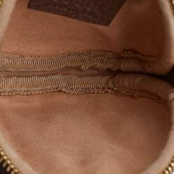 Pre Owned حافظة عملات معدنية مستديرة غوتشي أوفيديا جلد وكانفاس سوبريم جي جي بيج / بني 