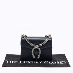 Pre Owned حقيبة كتف غوتشي ديونيسوس جلد أسود صغيرة