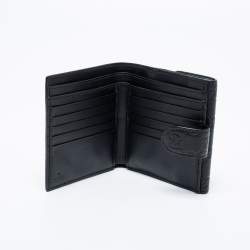 Pre Owned Gucci Black Guccissima Leather Interlocking G French Wallet