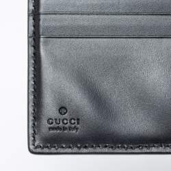 Pre Owned Gucci Black Guccissima Leather Interlocking G French Wallet