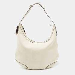 Pre Owned Gucci Off White Leather Large Princy Hobo