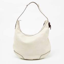Pre Owned Gucci Off White Leather Large Princy Hobo