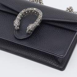 Pre Owned حقيبة كروس غوتشي سوبر ميني ديونسوس جلد أسود
