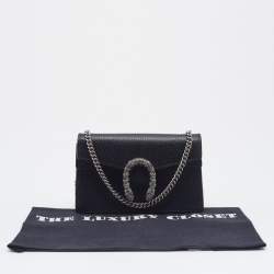 Pre Owned حقيبة كروس غوتشي سوبر ميني ديونسوس جلد أسود