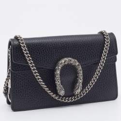 Pre Owned حقيبة كروس غوتشي سوبر ميني ديونسوس جلد أسود