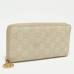 Gucci Beige Guccissima Leather Zip Around Wallet   