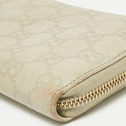 Gucci Beige Guccissima Leather Zip Around Wallet   