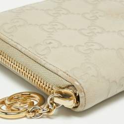 Gucci Beige Guccissima Leather Zip Around Wallet   