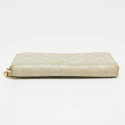 Gucci Beige Guccissima Leather Zip Around Wallet   