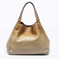 Pre Owned Gucci Metallic Gold Ombre Pebbled Leather Medium Soho Hobo
