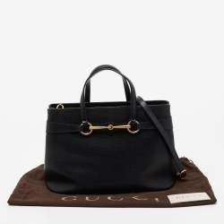 Pre Owned Gucci Black Leather Bright Bit Tote