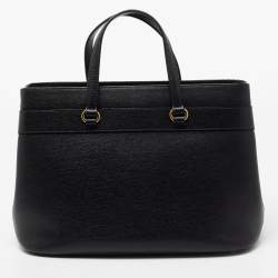 Pre Owned Gucci Black Leather Bright Bit Tote