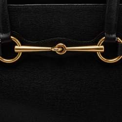 Pre Owned Gucci Black Leather Bright Bit Tote