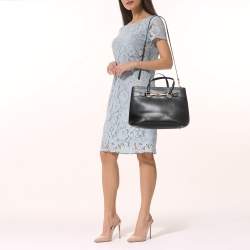 Pre Owned Gucci Black Leather Bright Bit Tote