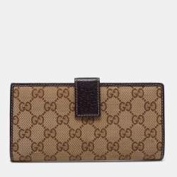 Pre Owned Gucci Beige/Brown GG Canvas and Leather Continental Wallet