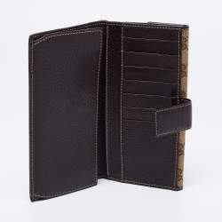 Pre Owned Gucci Beige/Brown GG Canvas and Leather Continental Wallet