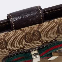 Pre Owned Gucci Beige/Brown GG Canvas and Leather Continental Wallet