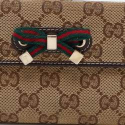 Pre Owned Gucci Beige/Brown GG Canvas and Leather Continental Wallet