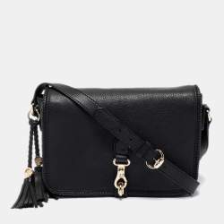 Pre Owned Gucci Black Leather Marrakech Medium Flap Messenger Bag