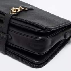 Pre Owned Gucci Black Leather Marrakech Medium Flap Messenger Bag