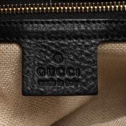 Pre Owned Gucci Black Leather Marrakech Medium Flap Messenger Bag