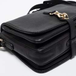 Pre Owned Gucci Black Leather Marrakech Medium Flap Messenger Bag