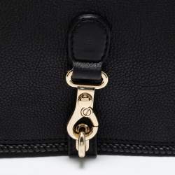 Pre Owned Gucci Black Leather Marrakech Medium Flap Messenger Bag